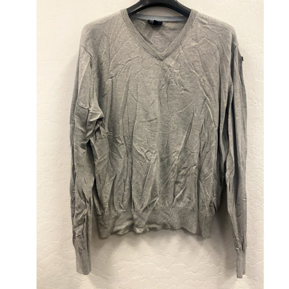 Lincs Men's Gray V Neck Long Sleeve Sweater size Large